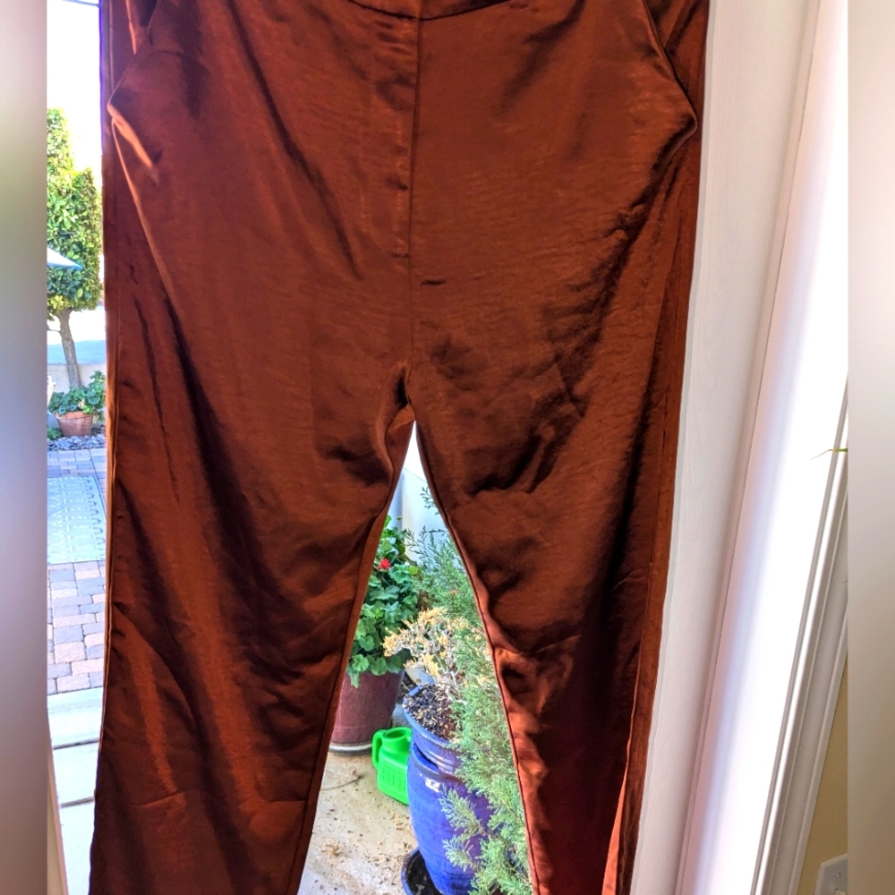 Lulu's Satin Rust Trouser Large - image 3